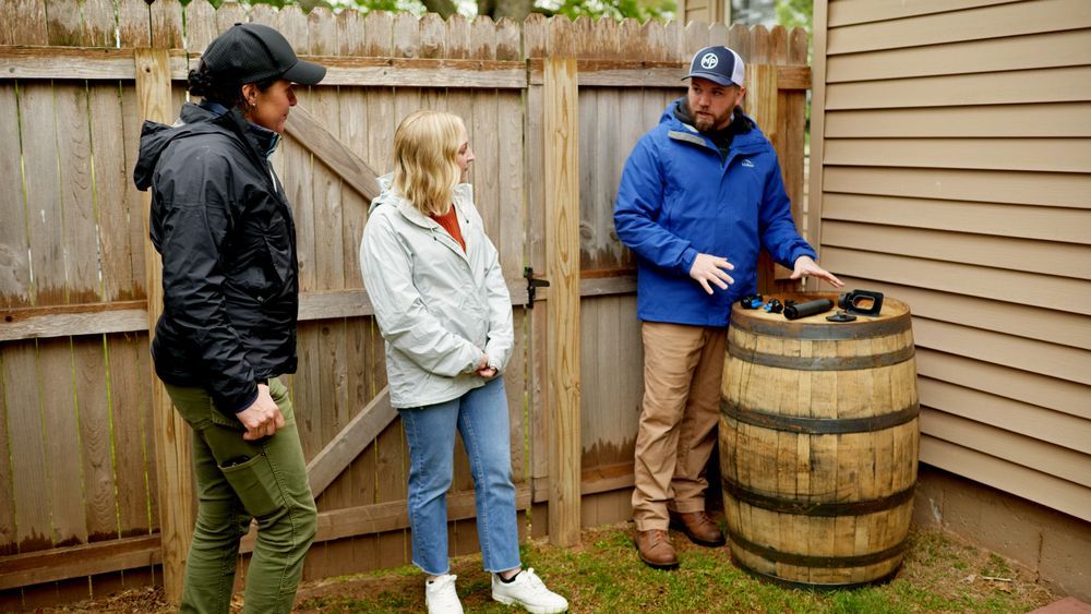 S22 E20: Jenn Nawada and Nathan Gilbert install a rain barrel