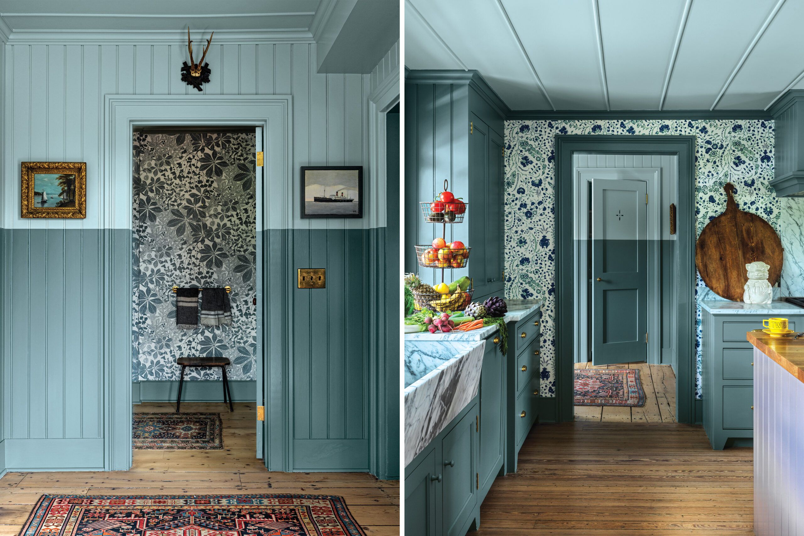 Two images of a two tone room
