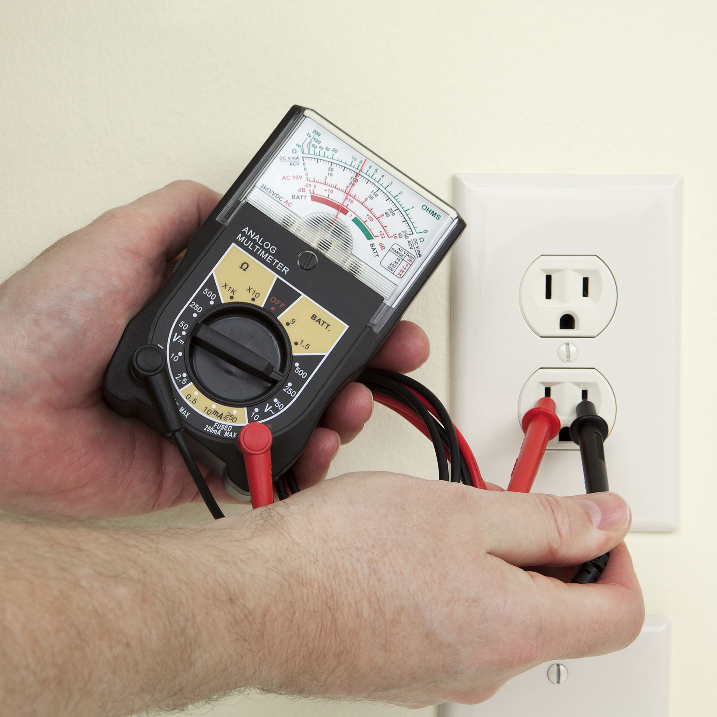 Testing an outlet with a multimeter