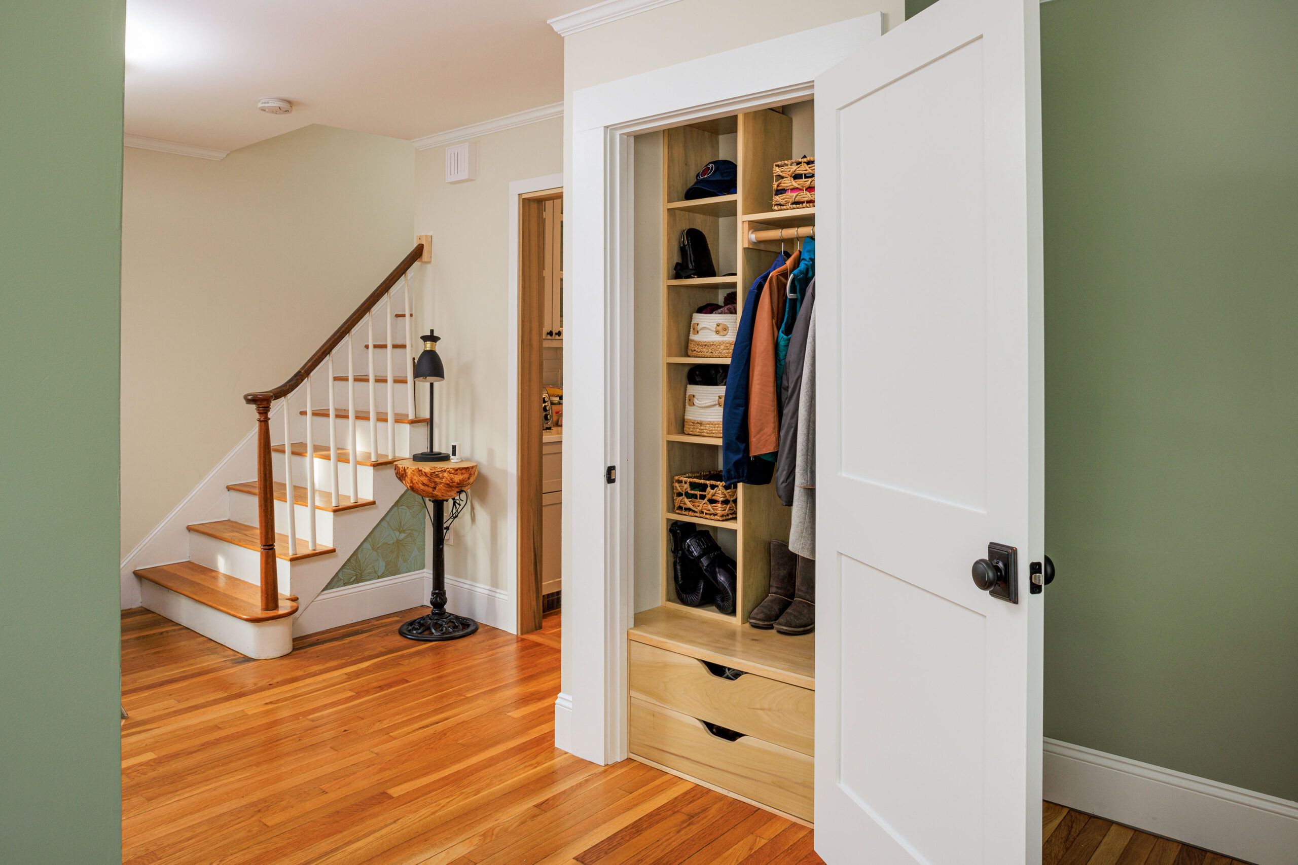 Closet space with drawers and shelves