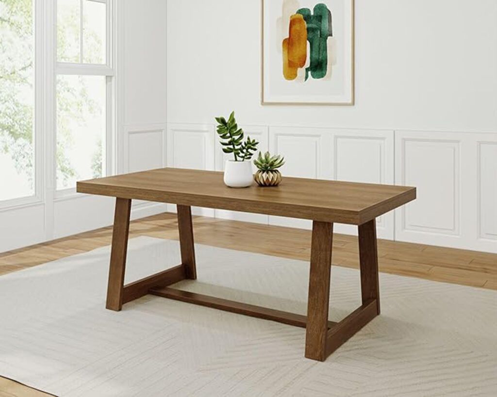 Plank+Beam 72 Inch Farmhouse Dining Table, Solid Wood Rustic Kitchen Table