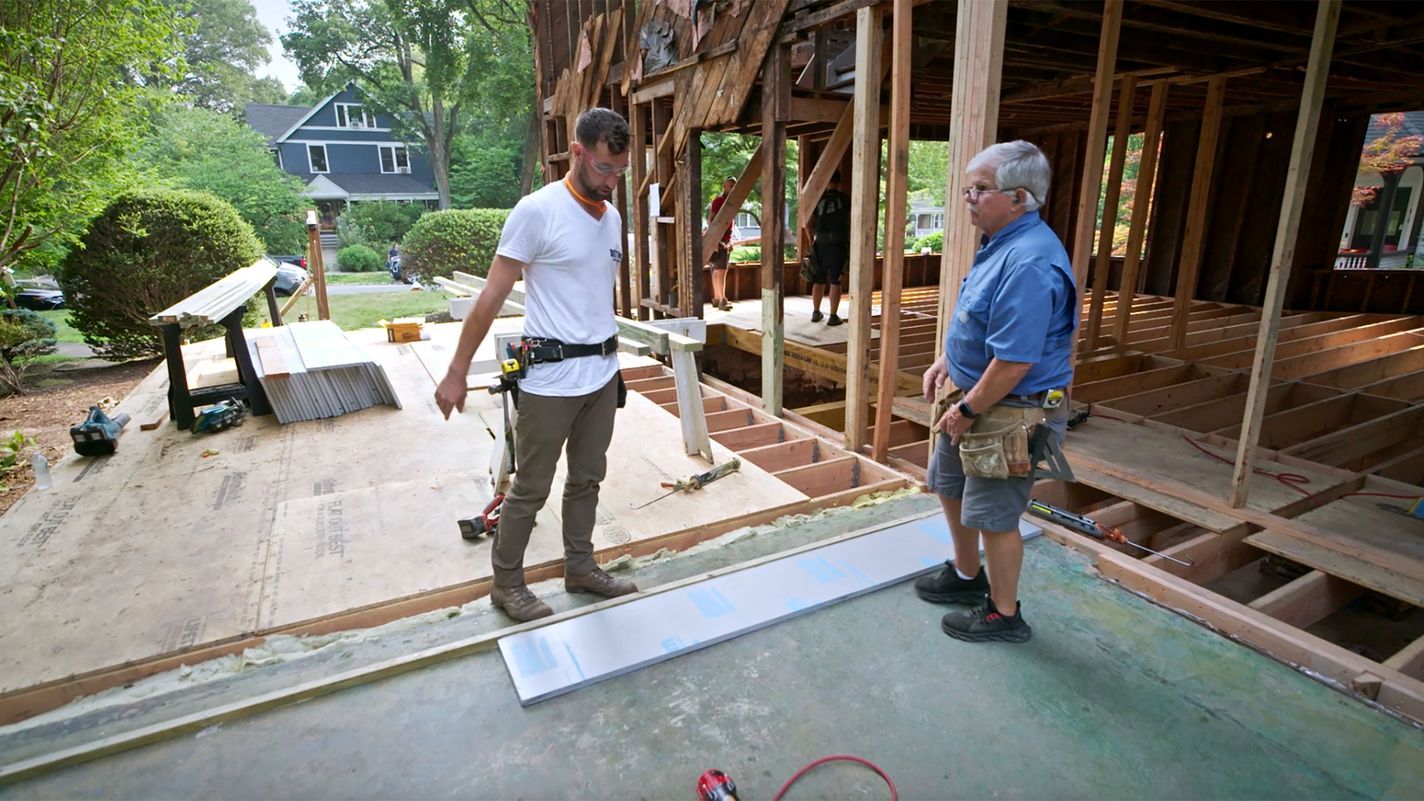 S45 E19: Tom Silva and Zack Dettmore install sleepers to the existing addition slab