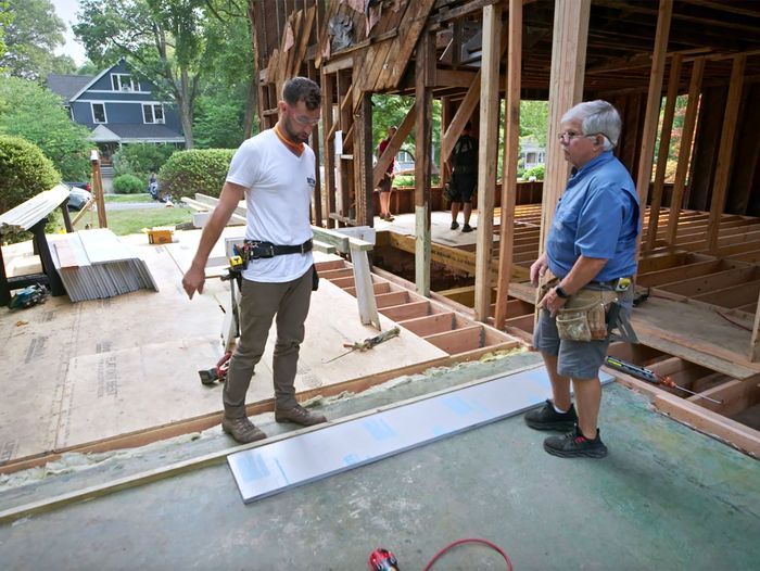 S45 E19: Tom Silva and Zack Dettmore install sleepers to the existing addition slab