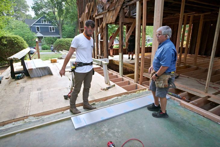 S45 E19: Tom Silva and Zack Dettmore install sleepers to the existing addition slab