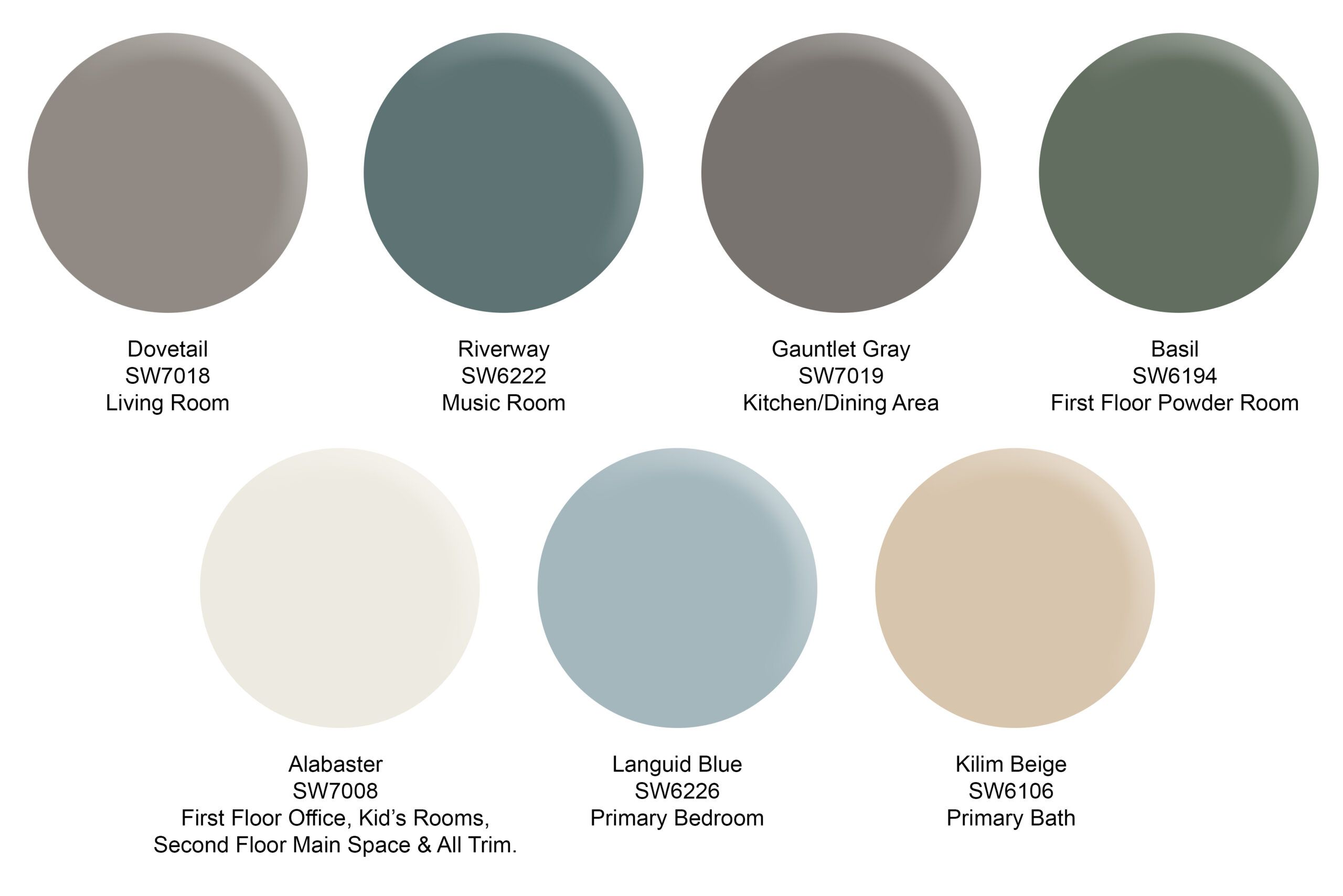 Paint colors used in the Nashville house