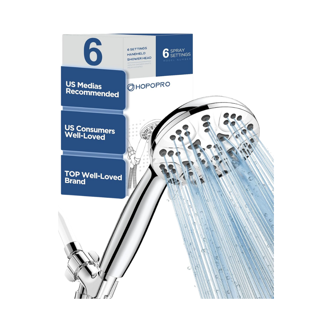 Hopopro Six-Function Handheld Shower Head Logo