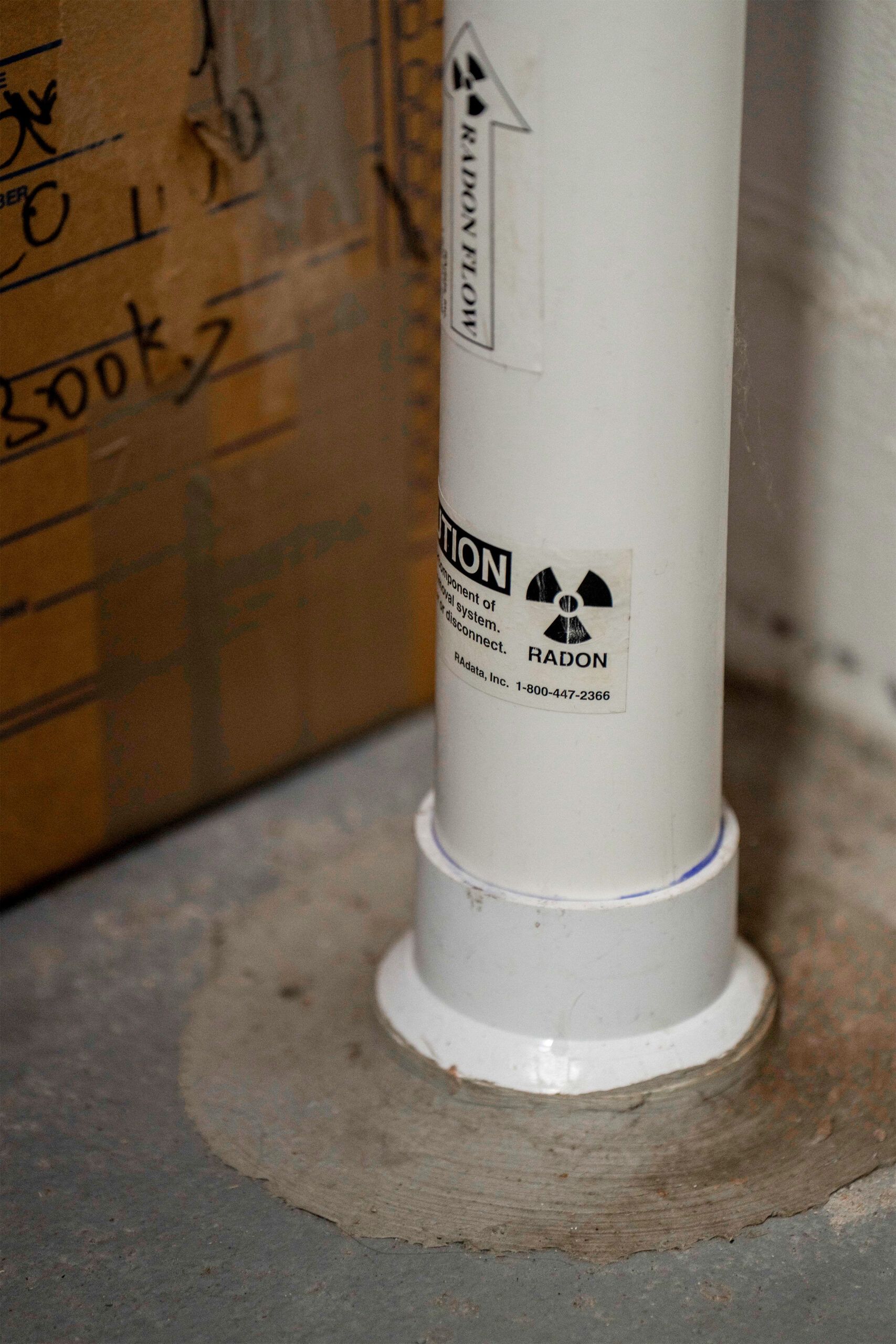 Radon pipe in basement