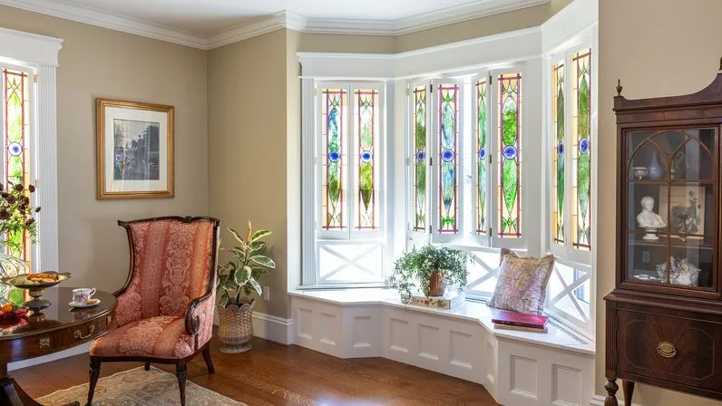 S46 E26: restored stained glass windows at the Westford Historic House